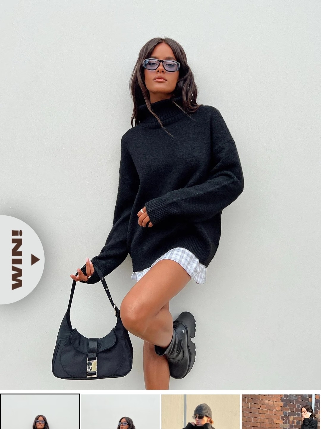 Princess Polly Black Ribbed Turtleneck Sweater